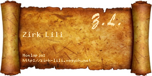 Zirk Lili névjegykártya
